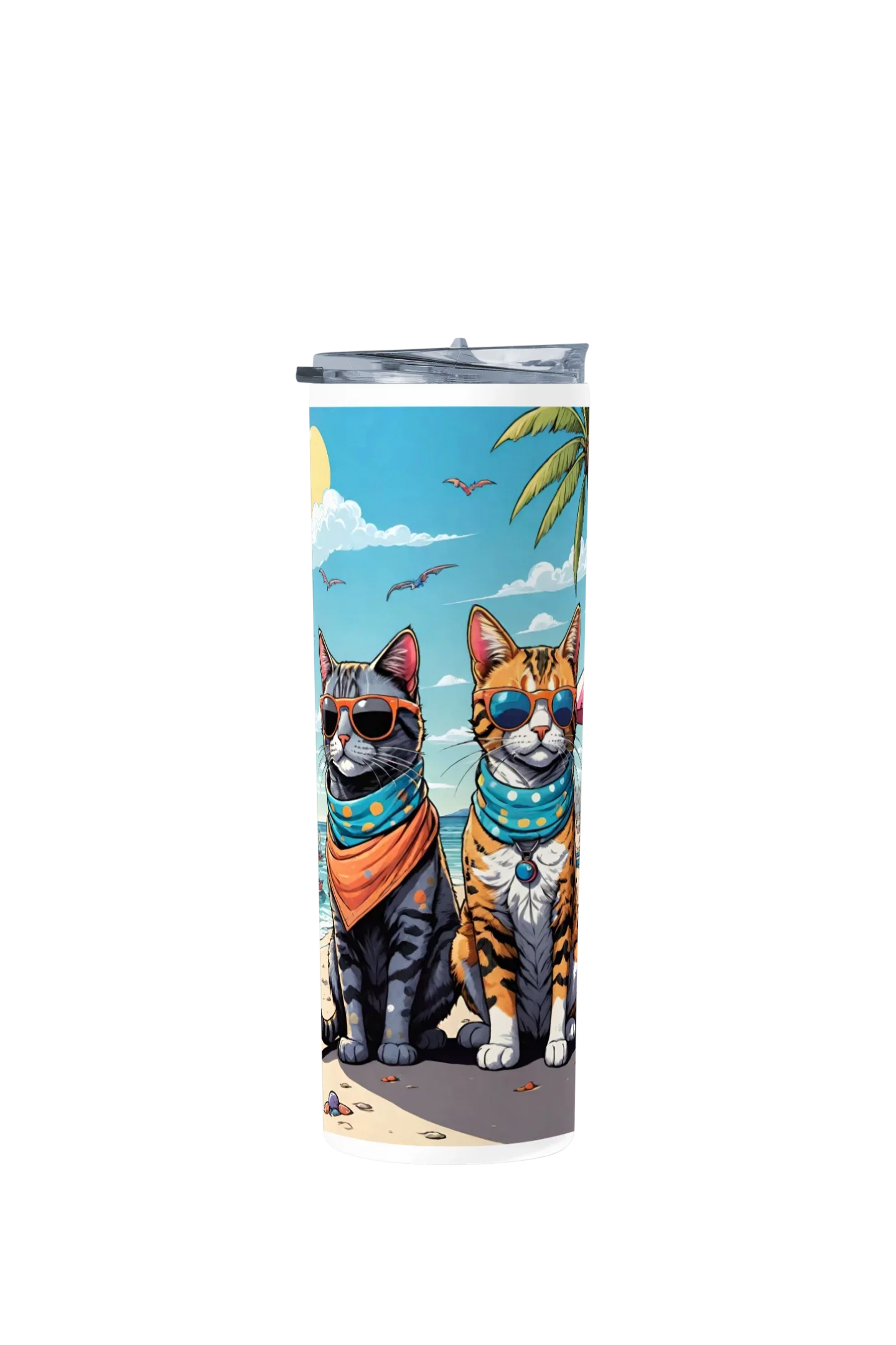 Termo Skinny Tumbler 20 oz de acero inoxidable - Verano cats