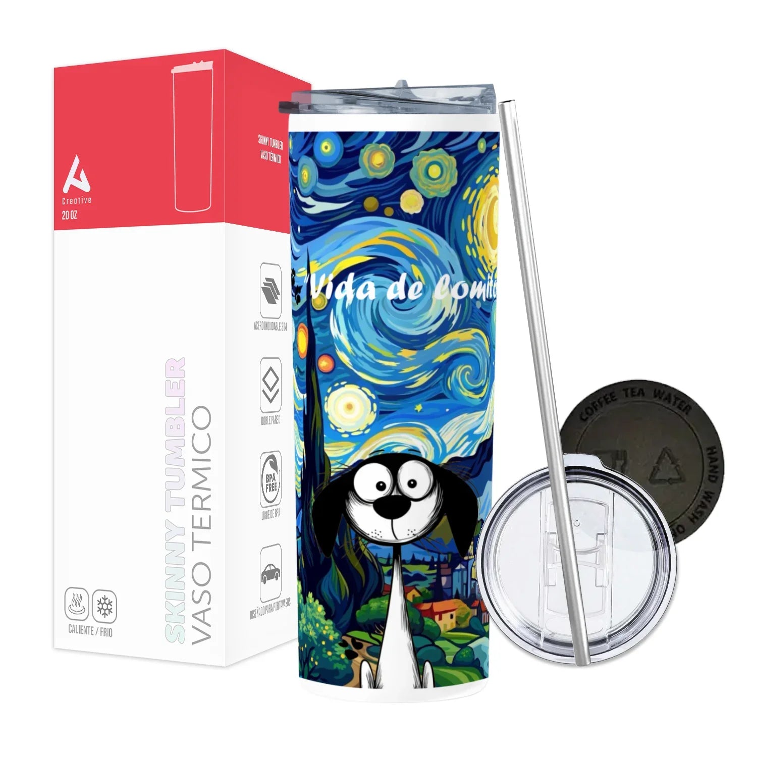 Termo Skinny Tumbler 20 oz de acero inoxidable - Vida de lomito