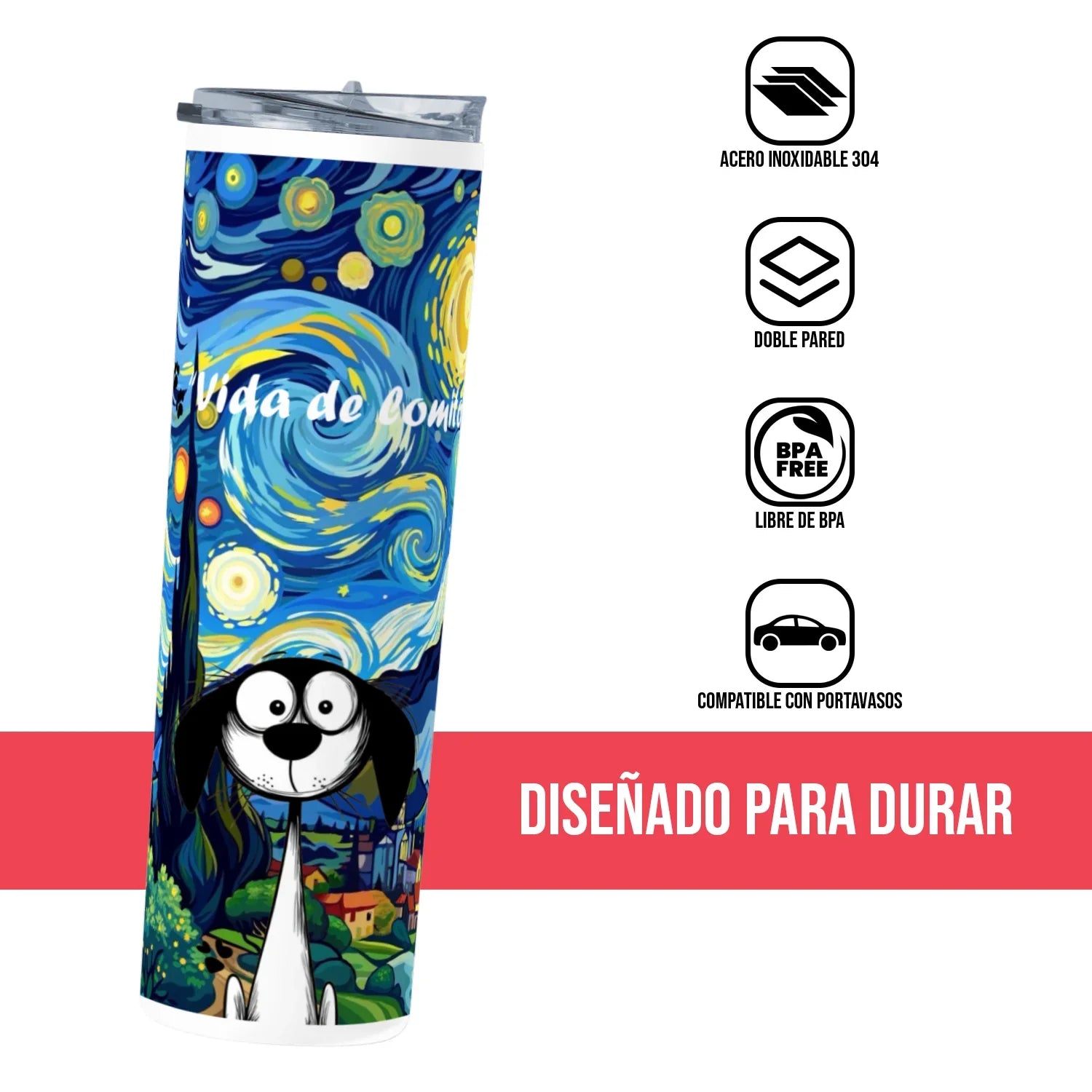 Termo Skinny Tumbler 20 oz de acero inoxidable - Vida de lomito