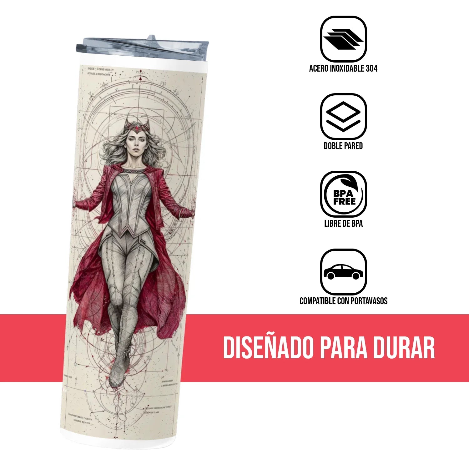 Termo Skinny Tumbler 20 oz de acero inoxidable - Wanda