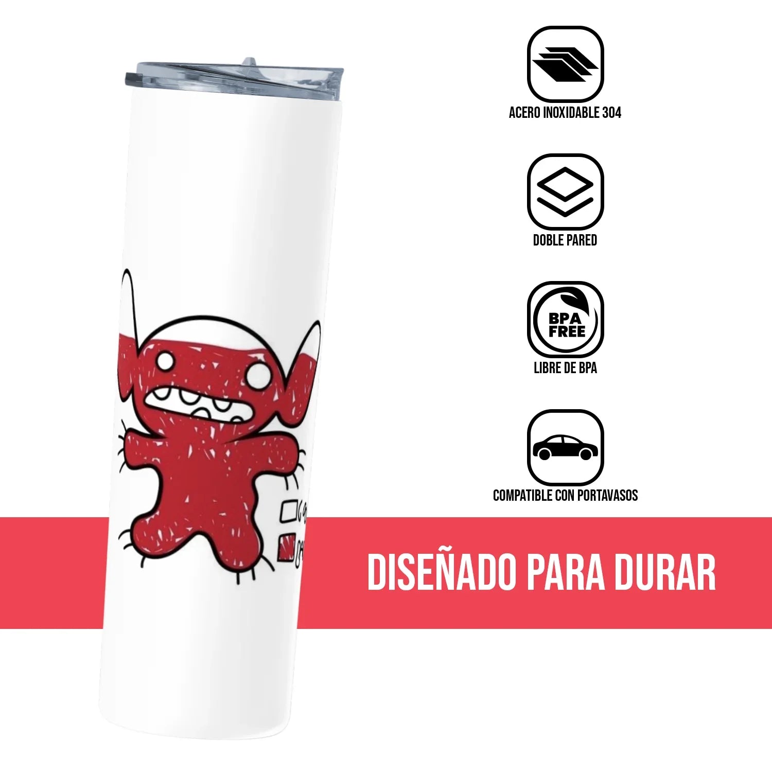 Termo Skinny Tumbler 20 oz de acero inoxidable - nivel de maldad