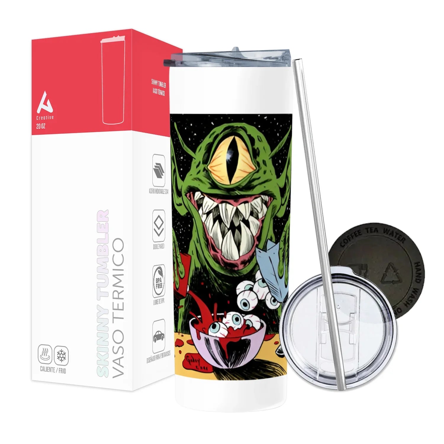 Termo Skinny Tumbler 20 oz de acero inoxidable - Alien debora ojos