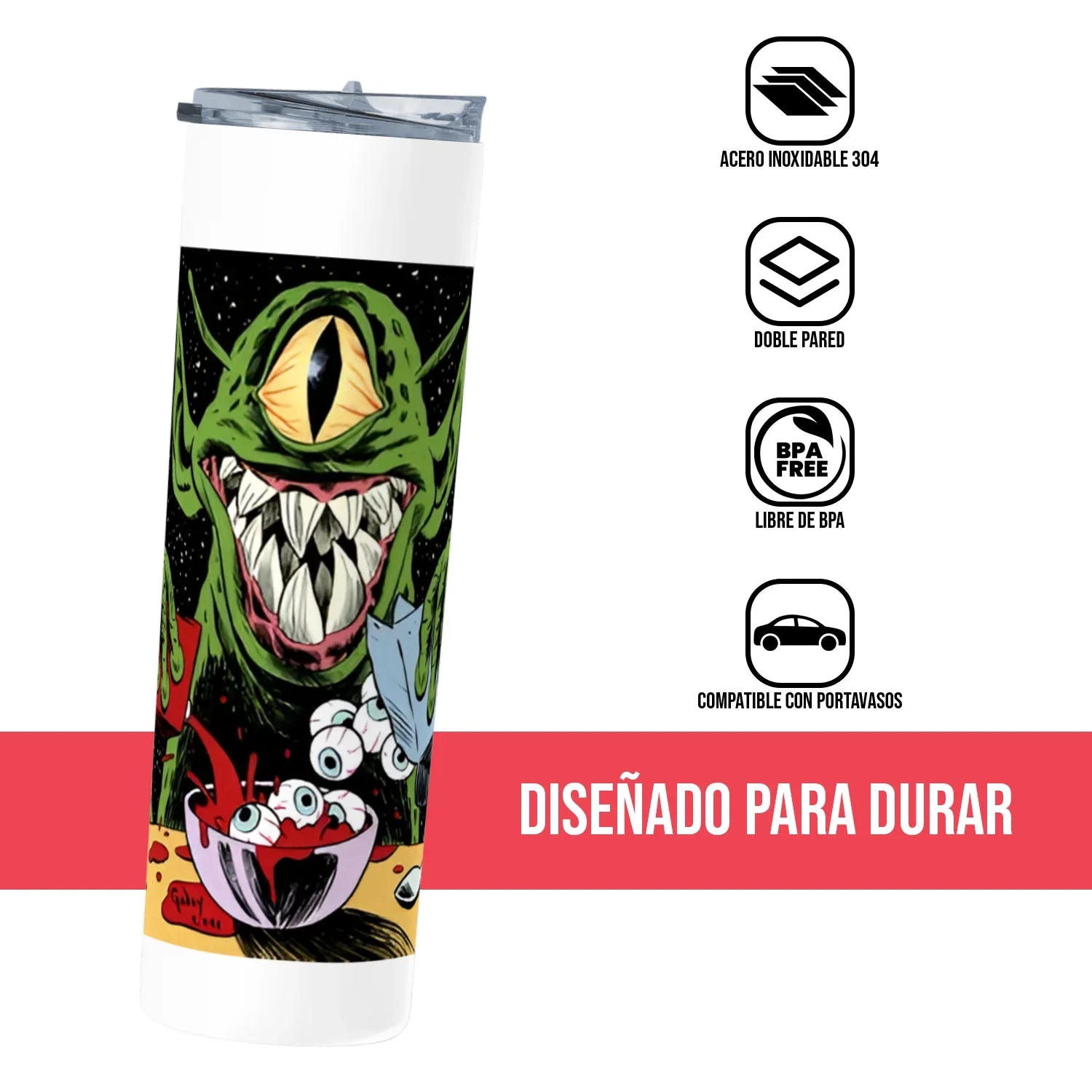 Termo Skinny Tumbler 20 oz de acero inoxidable - Alien debora ojos