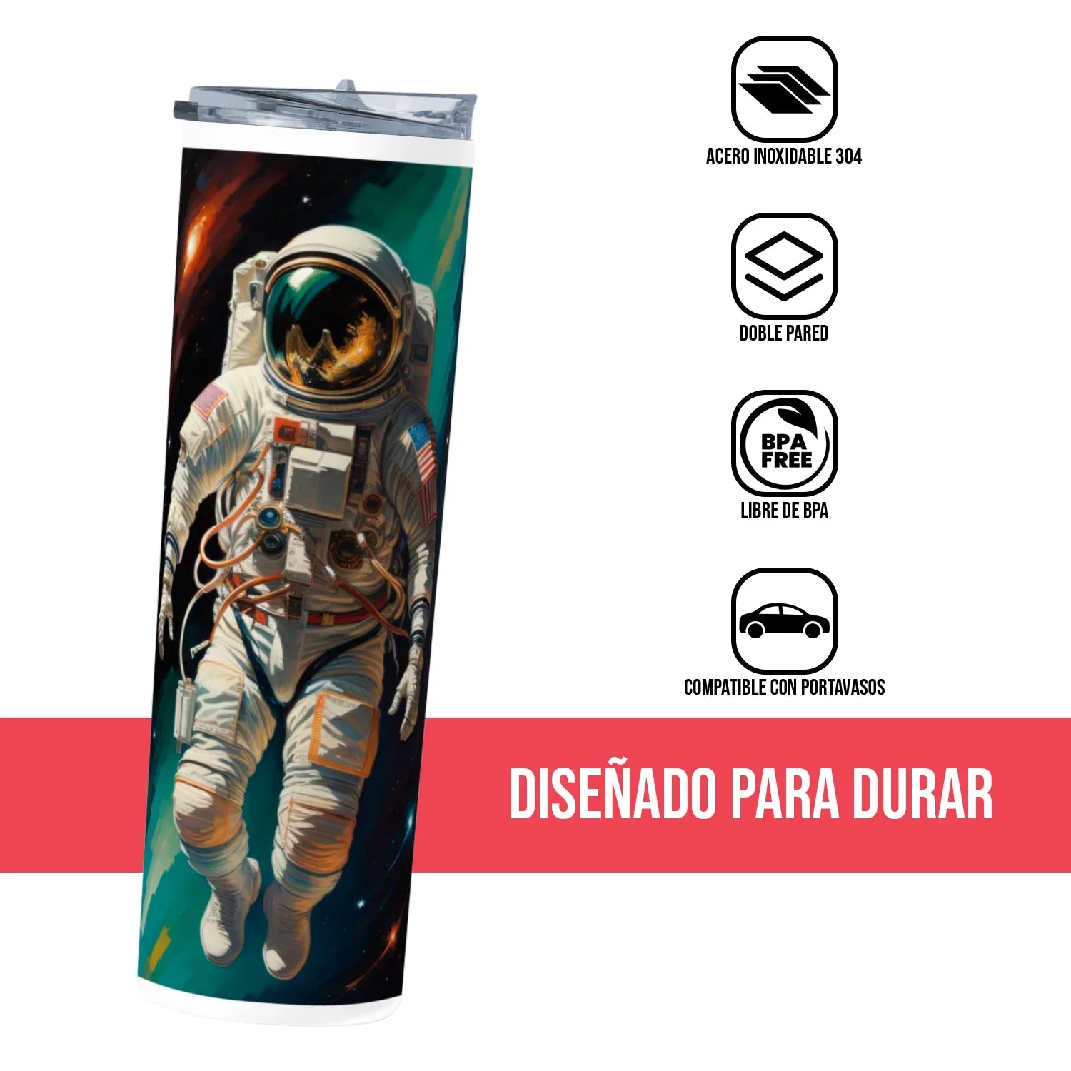 Termo Skinny Tumbler 20 oz de acero inoxidable - Astronauta elevado