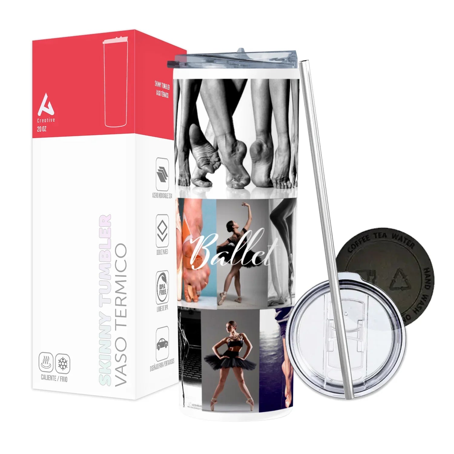 Termo Skinny Tumbler 20 oz de acero inoxidable - Ballet