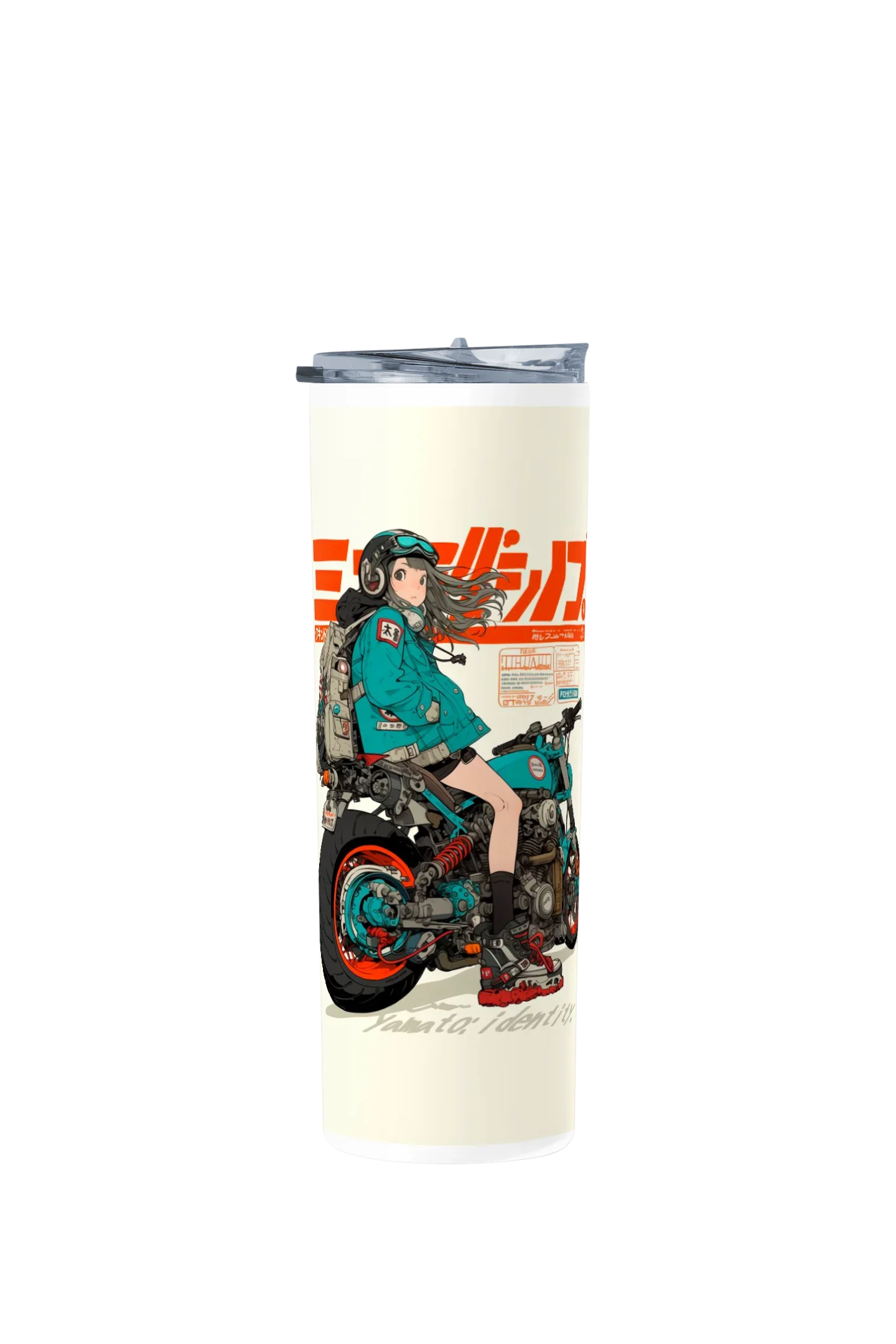 Termo Skinny Tumbler 20 oz de acero inoxidable - Chica en motocicleta
