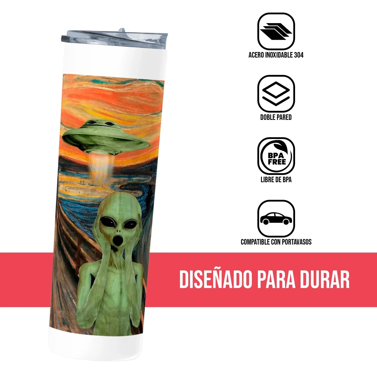Termo Skinny Tumbler 20 oz de acero inoxidable - El Grito del marciano