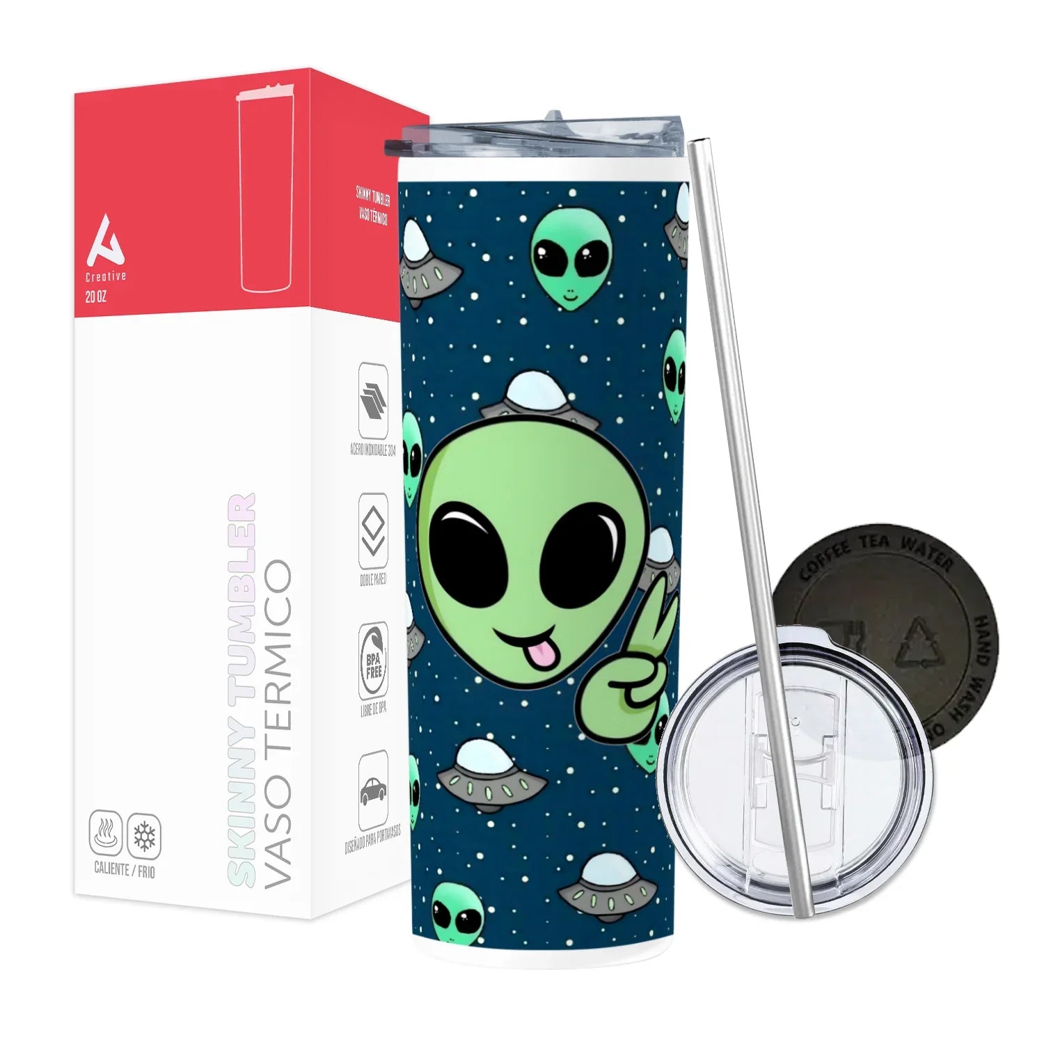 Termo Skinny Tumbler 20 oz de acero inoxidable - Marciano amor y paz
