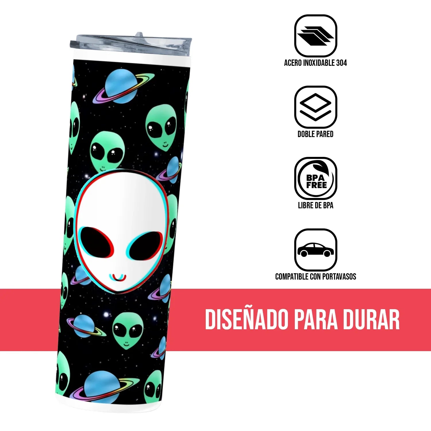 Termo Skinny Tumbler 20 oz de acero inoxidable - Marciano blanco 3D