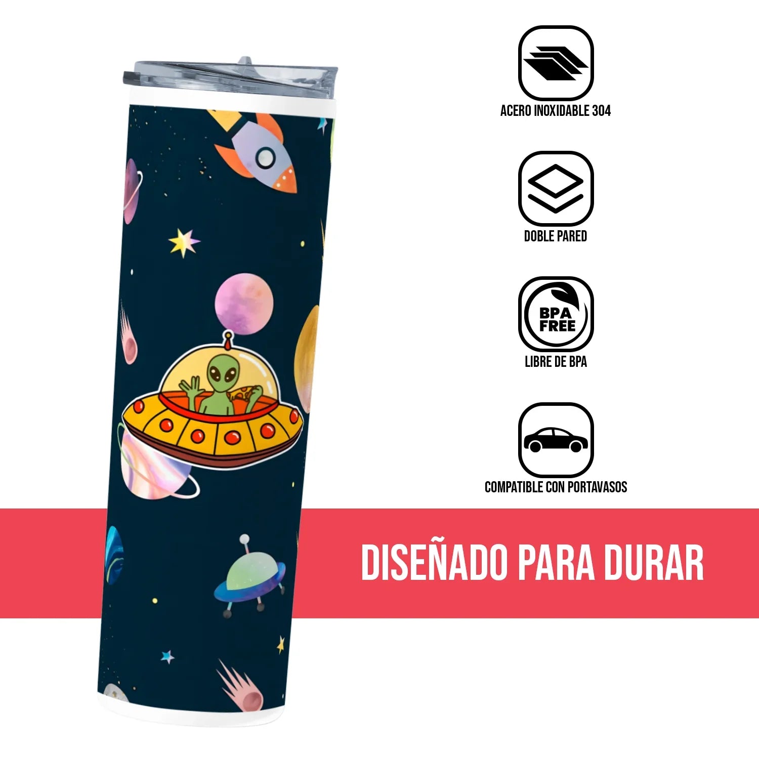 Termo Skinny Tumbler 20 oz de acero inoxidable - Marciano come pizza