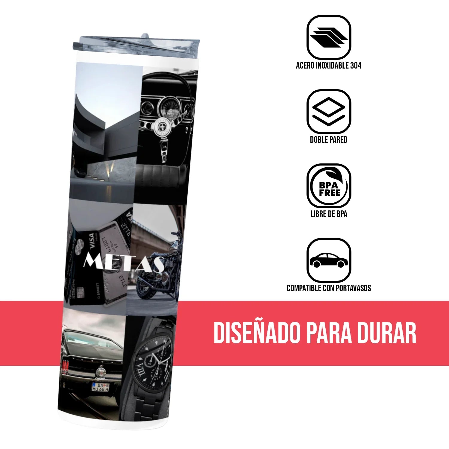 Termo Skinny Tumbler 20 oz de acero inoxidable - Metas