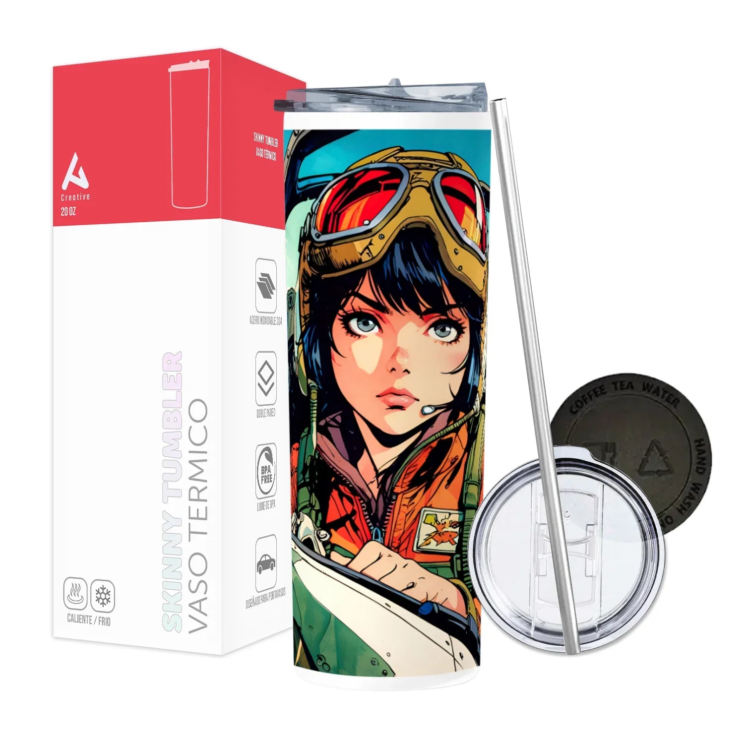Termo Skinny Tumbler 20 oz de acero inoxidable - Mujer Piloto