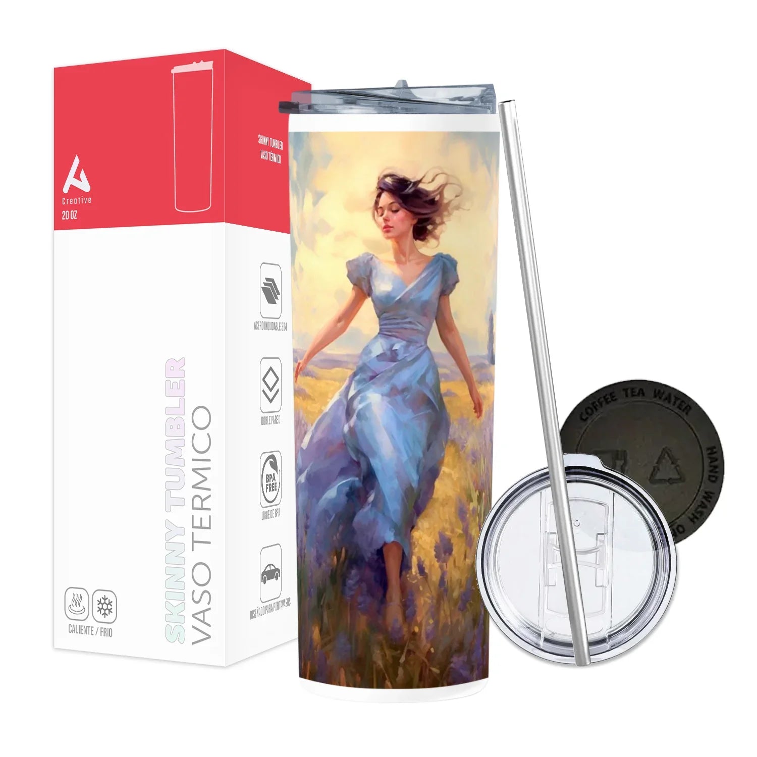 Termo Skinny Tumbler 20 oz de acero inoxidable - Mujer Vestido libre pintura