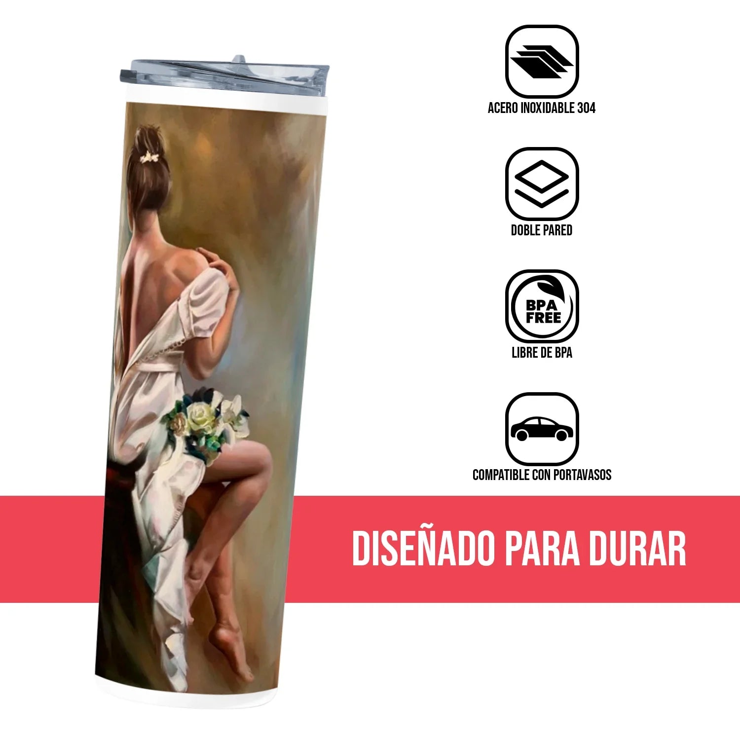Termo Skinny Tumbler 20 oz de acero inoxidable - Mujer noche de bodas pintura