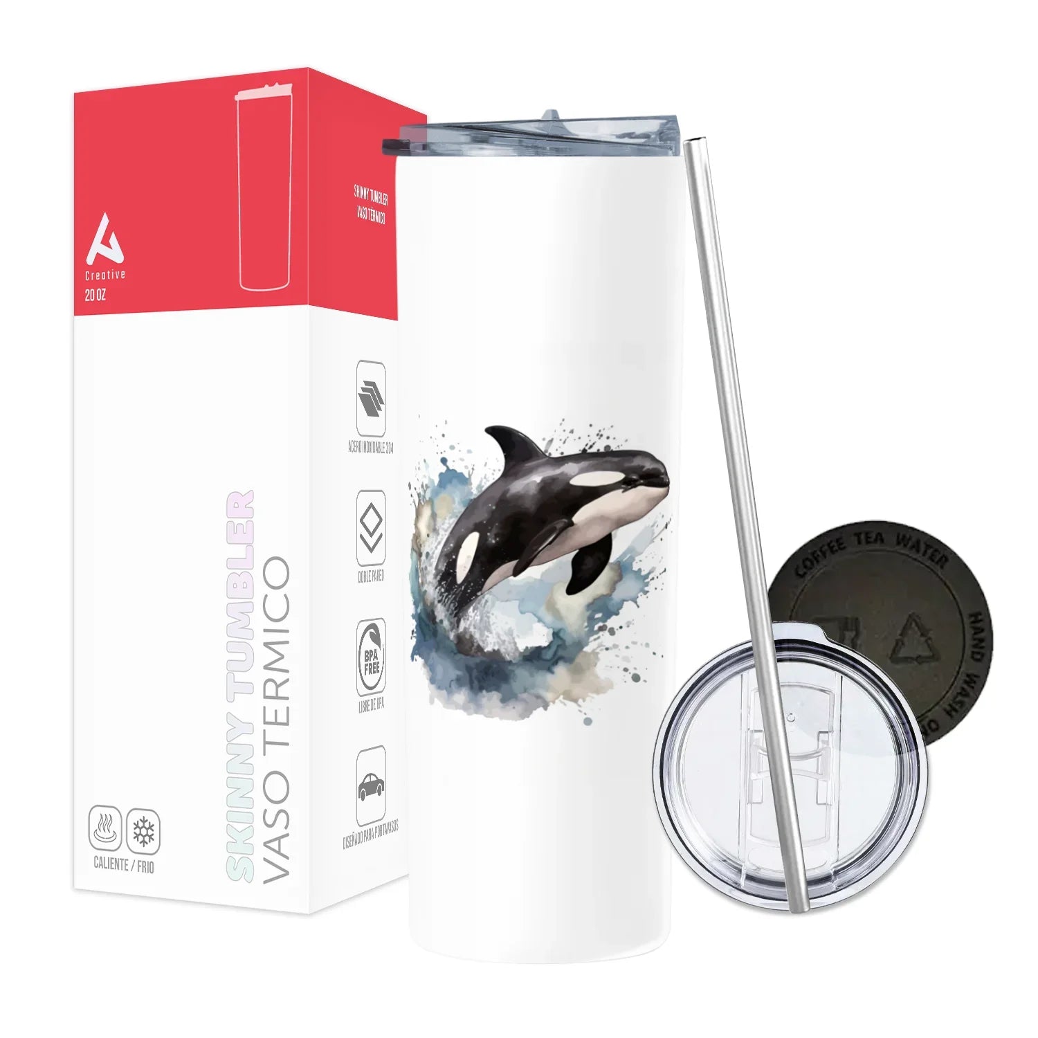 Termo Skinny Tumbler 20 oz de acero inoxidable - Orca