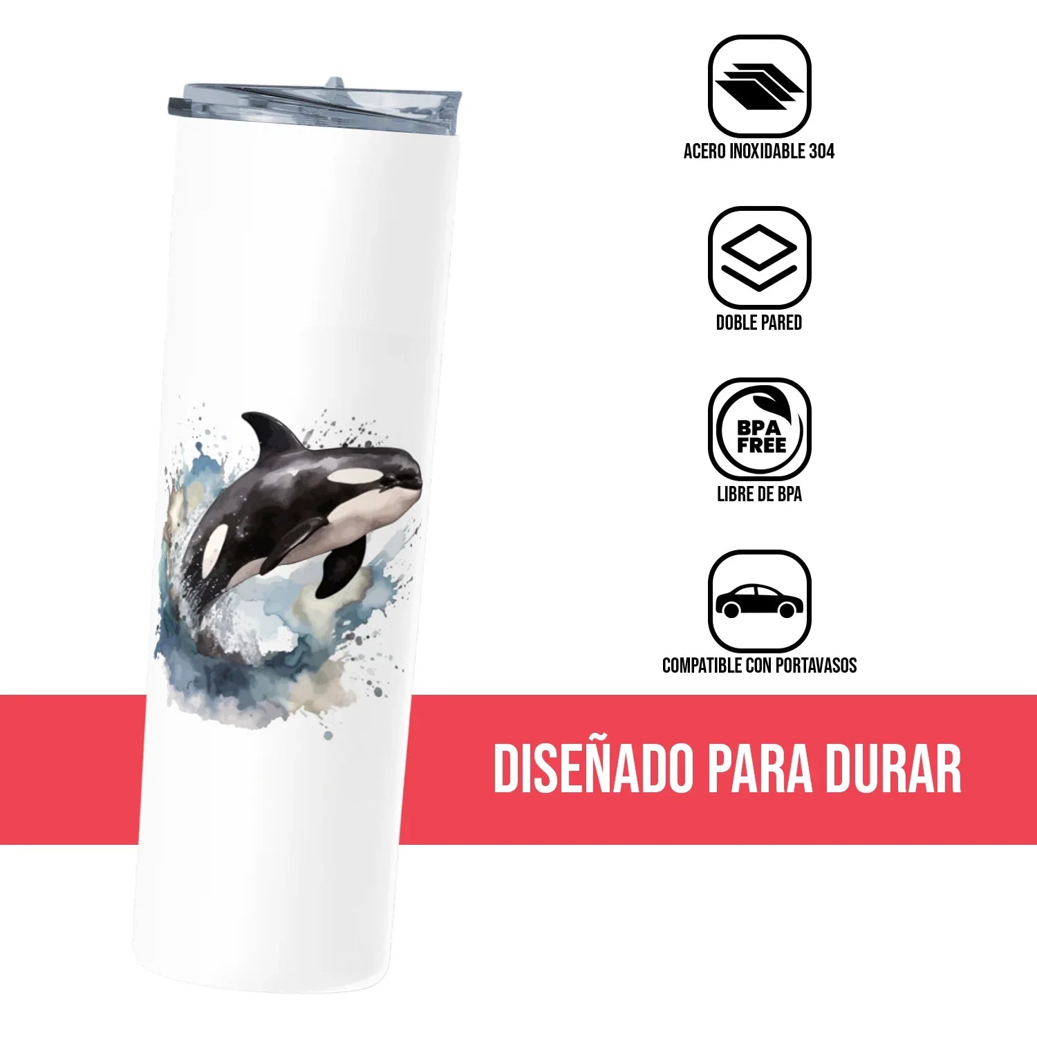 Termo Skinny Tumbler 20 oz de acero inoxidable - Orca