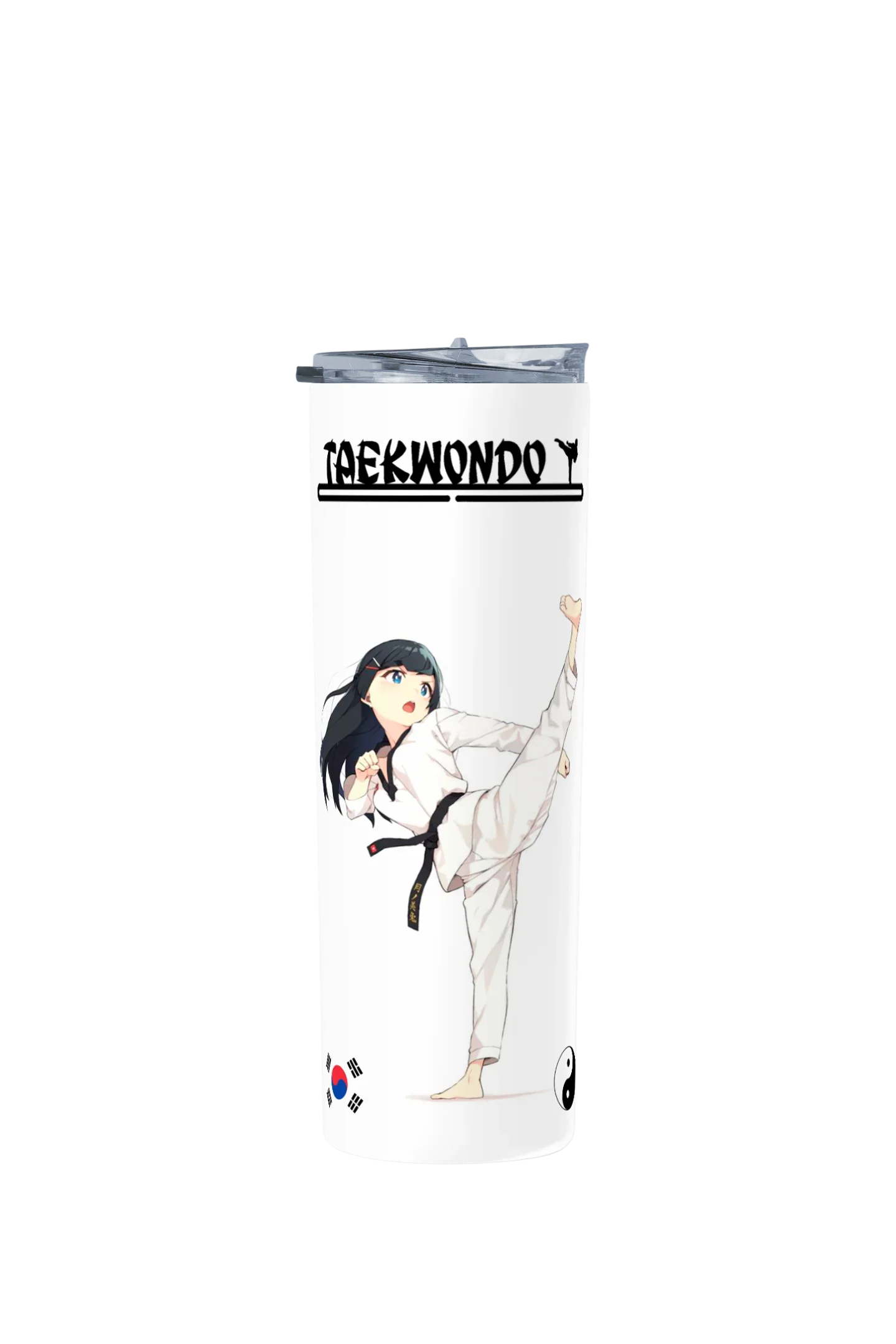 Termo Skinny Tumbler 20 oz de acero inoxidable - Taekwondo Chica Anime