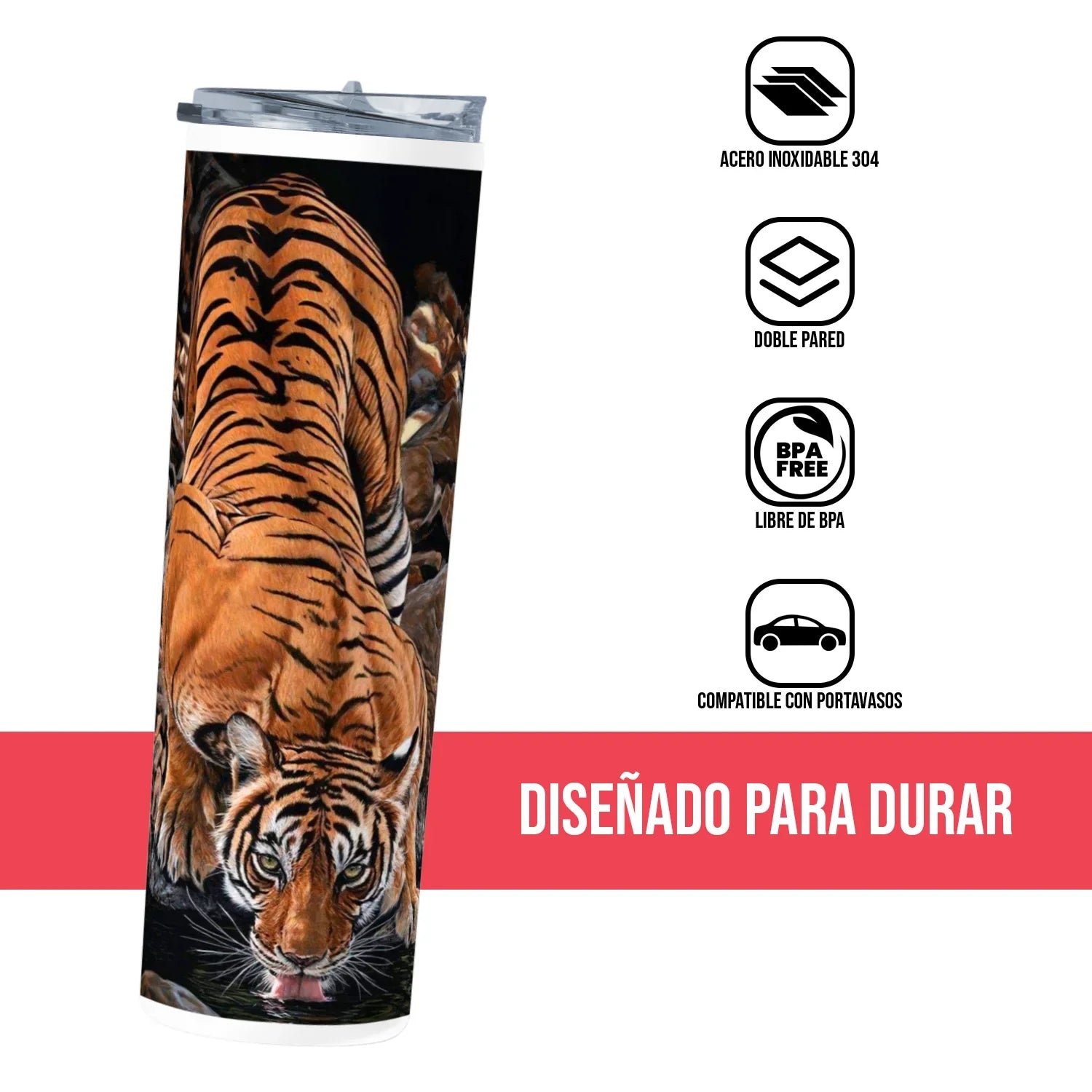 Termo Skinny Tumbler 20 oz de acero inoxidable - Tigre Sediento