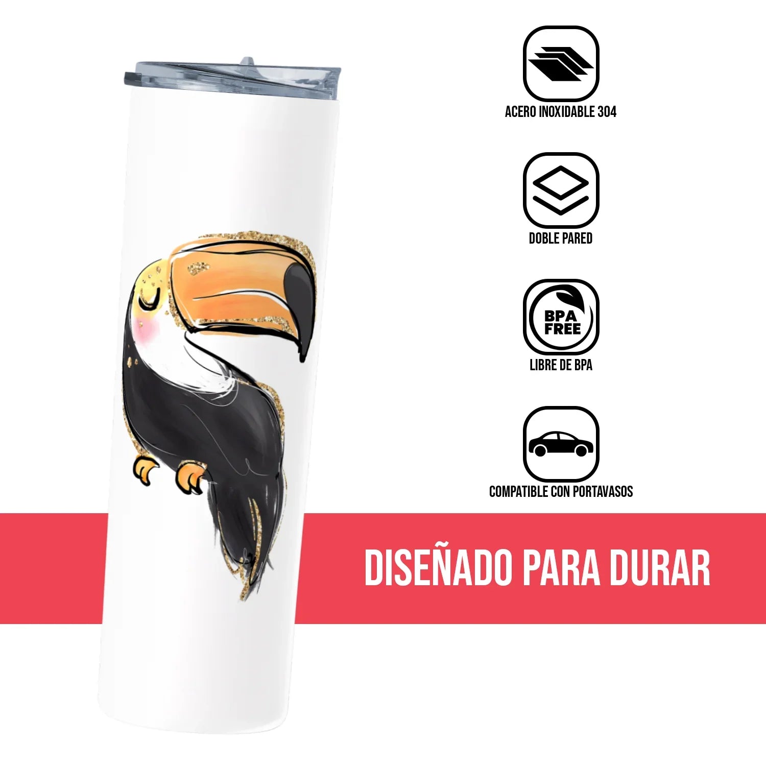 Termo Skinny Tumbler 20 oz de acero inoxidable - Tucan